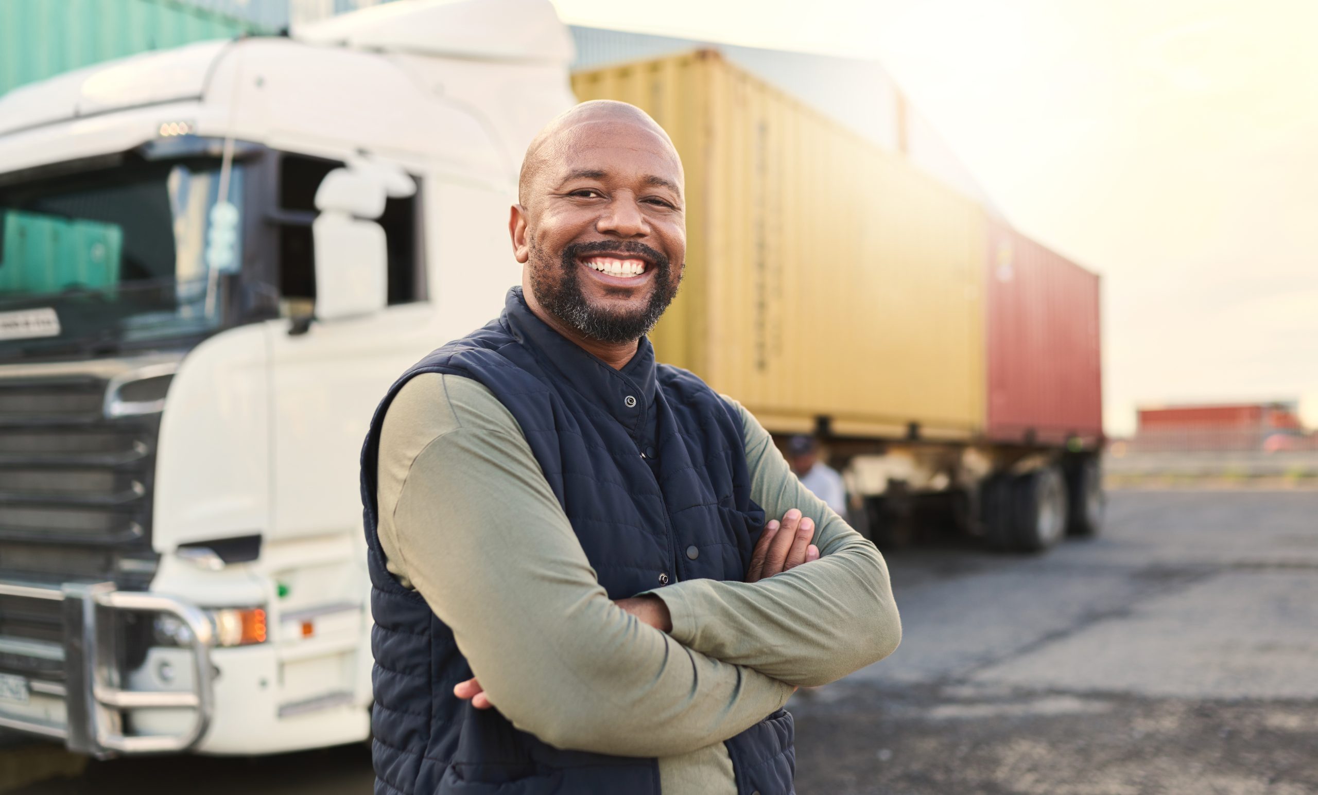 Delivery,,Container,And,Happy,Truck,Driver,Moving,Industry,Cargo,And
